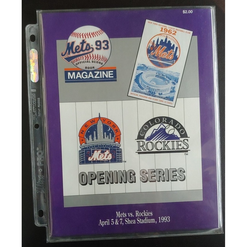 New York Mets 1993 Official Score Book Magazine Opening Series Shea Rockies Dad